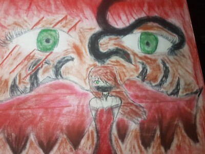ZEICHNUNG - MONSTER swallows GIRL