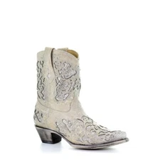 Corral Ladies Mariah White Glitter Inlay & Crystals Ankle Boots A3550