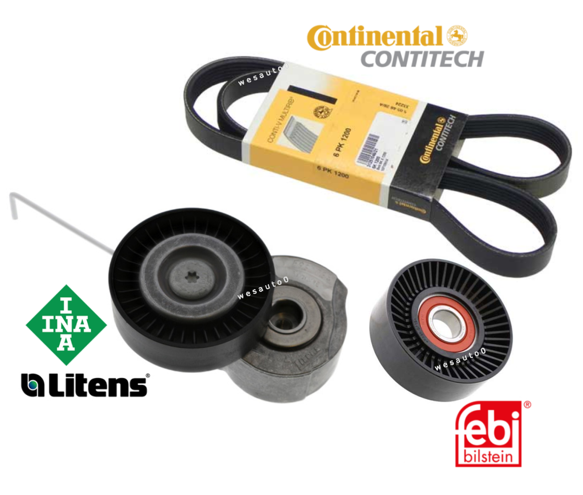 Drive Belt Tensioner & Idler Pulley Kit For Volvo XC70 XC90 I6 - OEM Spec