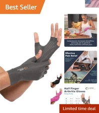 Pain Relief Fingerless Hand Support Gloves for Arthritis & Tendonitis - Grey L