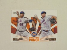2023 Topps New York Mets #12P-15 One-Two Punch Insert Jacob DeGrom/Max Scherzer