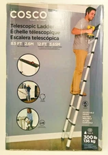 Cosco 8.5' Adjustable Height Telescopic Ladder ANSI Type 1A 300lbs Load Capacity