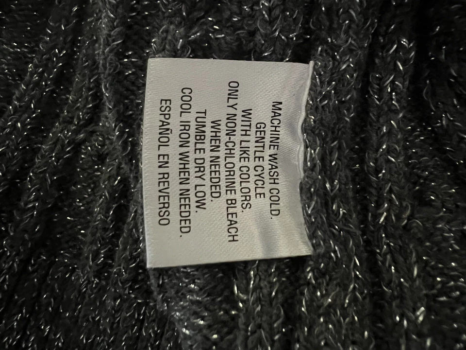 Charter Club Womens Dark Gray Silver Metallic Cable Crew Sweater Sz Large - Image 4 of 4