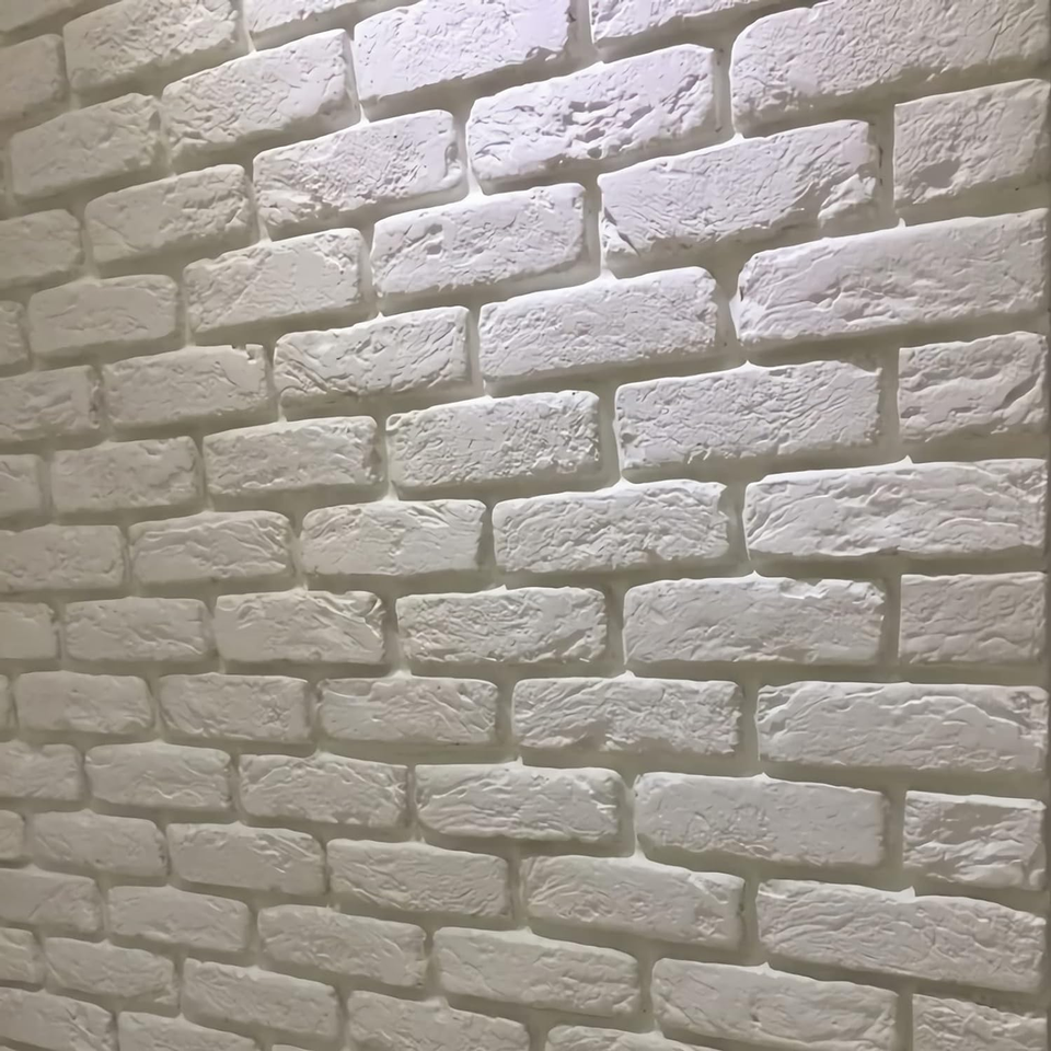 20 Pcs White Faux Brick Veneers, 8''*2.4'' Thin Brick, Wall Tiles, 3D