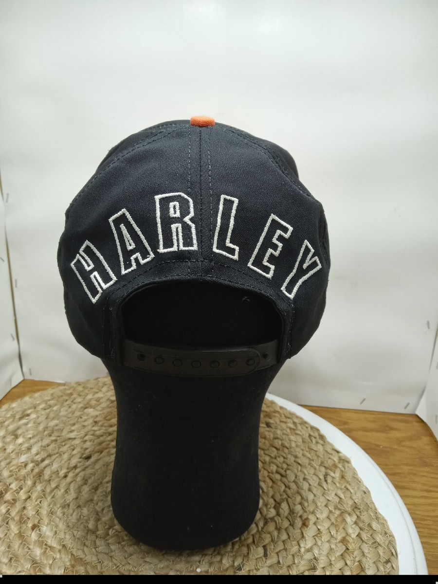 harley davidson hat snapback Heavy Embroidery Black Orange Bill | eBay