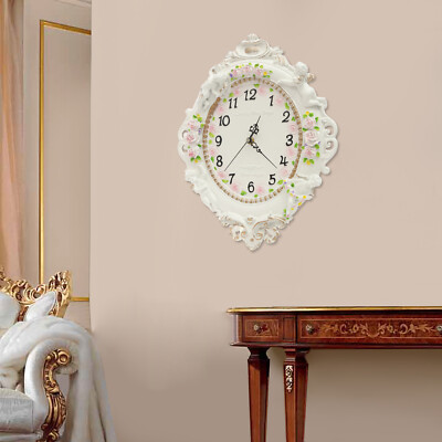White Ellipse European Style Wall Clock  for Decoration Lower Noise 2kg/4.41lbs