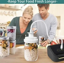 Mason Jar Vacuum Sealer Reusable  Kit For Use WManual Vacuum Pump Or Food Sealer