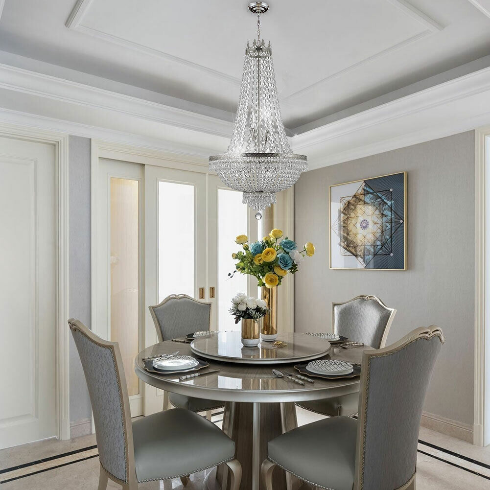 French Empire Crystal Chandelier Large Foyer Ceiling Lighting LED Lamp 9 Light