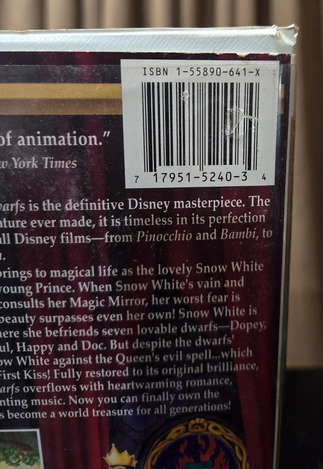 💎 Walt Disney RARE Masterpiece Collection * Snow White * VHS tape (ORIGINAL) - Image 3 of 4