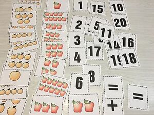 Number Card Kit Numbers Counting Cards  1-20 Laminated Apple  Theme