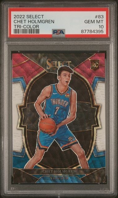2022 Panini Select #83 Chet Holmgren RC Tri-Color Prizm PSA 10 GEM OKC Rookie