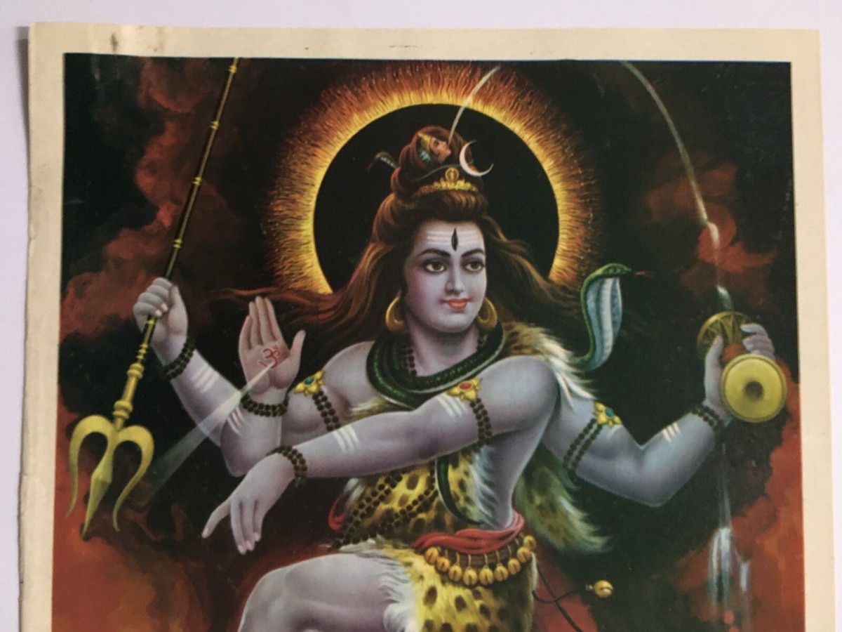 India 60's Print SHIVA TANDAV. By H.R Raja. Brijbasi 10in x 14in
