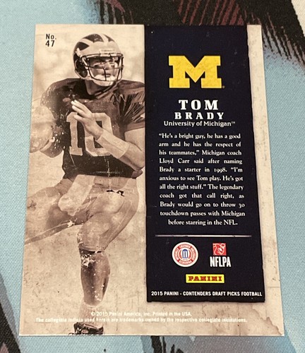2015 Contenders Draft Picks - Old School Colors - Tom Brady - #47 - Picture 2 of 2