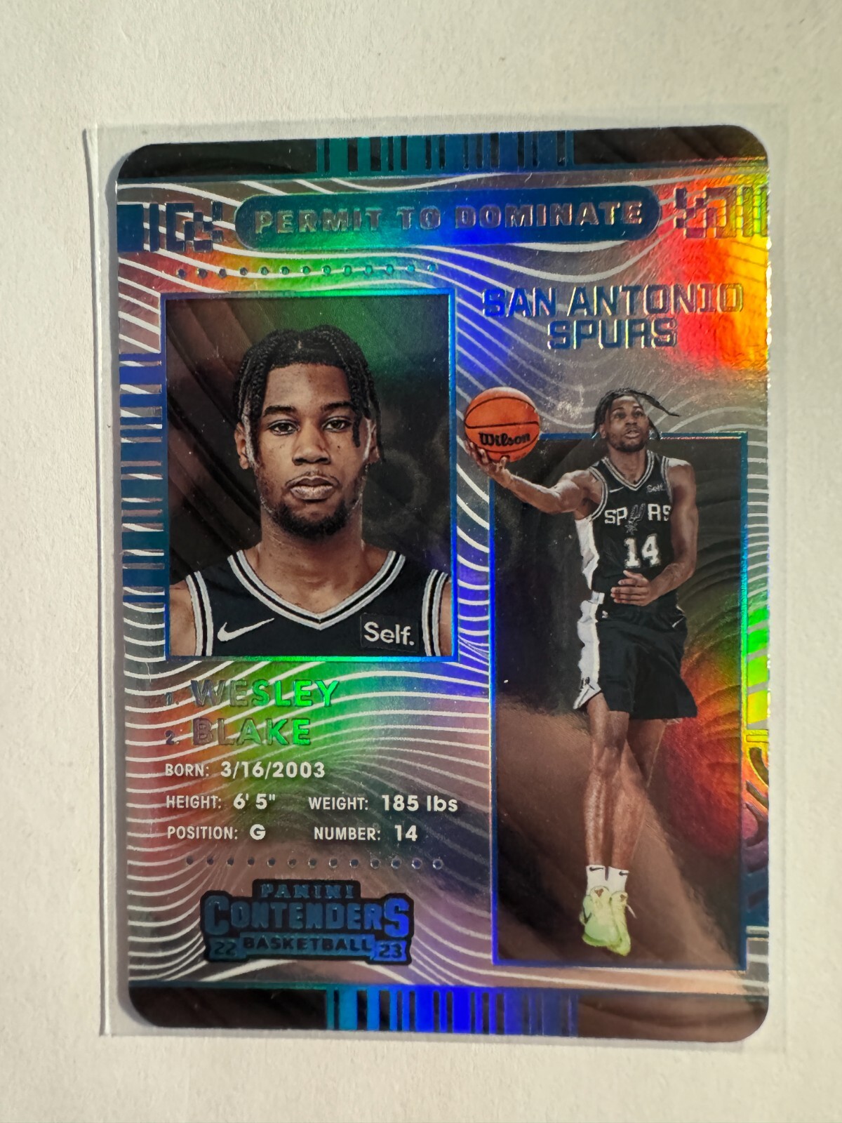 K212,370 - 2022-23 Panini Contenders Permit to Dominate #5 Blake Wesley