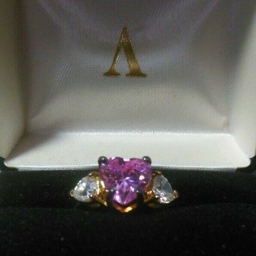 Avon Vermeil 925 Rosa Herz Ring Größe 6 1994 - Bild 3 von 4