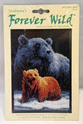 Janlynn Forever Wild Counted Cross Stitch Kit Grizzly Kodiak Bear 013-0307 5''x7''