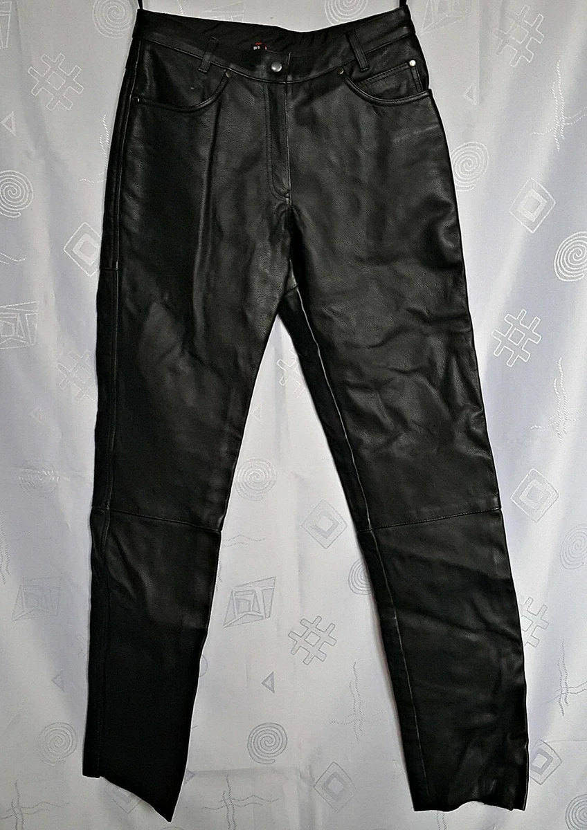 VINTAGE AUTHENTIC HEIN GERICKE BLACK LEATHER WOMEN S PANTS US 6 EU38