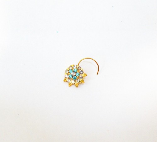 Nose Ring Indian Stud Pin 22k Gold Plated Crock Screw Nose Ear Pin Gift Jewelry - Picture 4 of 5