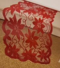 Christmas Lace Table Runner Red Floral D cor 13x72 Inch Red Lace New Set of 2