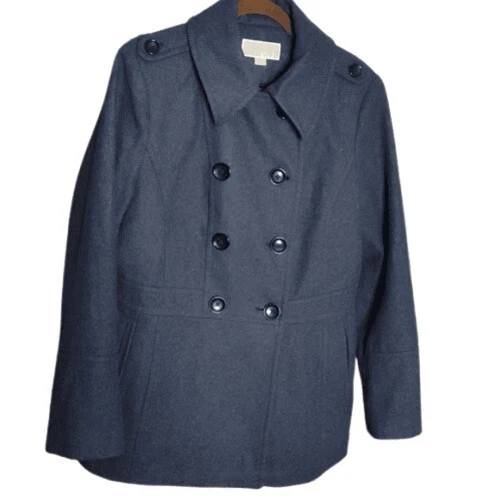 Cappotto Michael Kors classico grigio doppiopetto lana taglia L giacca invernale calda