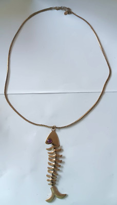 Linea by Louis dell'Olio Goldtone Reversible Fish Necklace Purple & Green Eyes