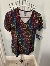Zoe  Chloe Extra Small Black Ombre All Day Dog Scrub Top Women Rainbow XS Vet