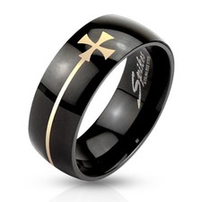 Men's Ring Solid Steel Black Maltese Cross New Original M2434