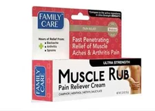 Family Care Muscle Rub Pain Reliever Cream Ultra Strength 1.25Oz Camphor Menthol