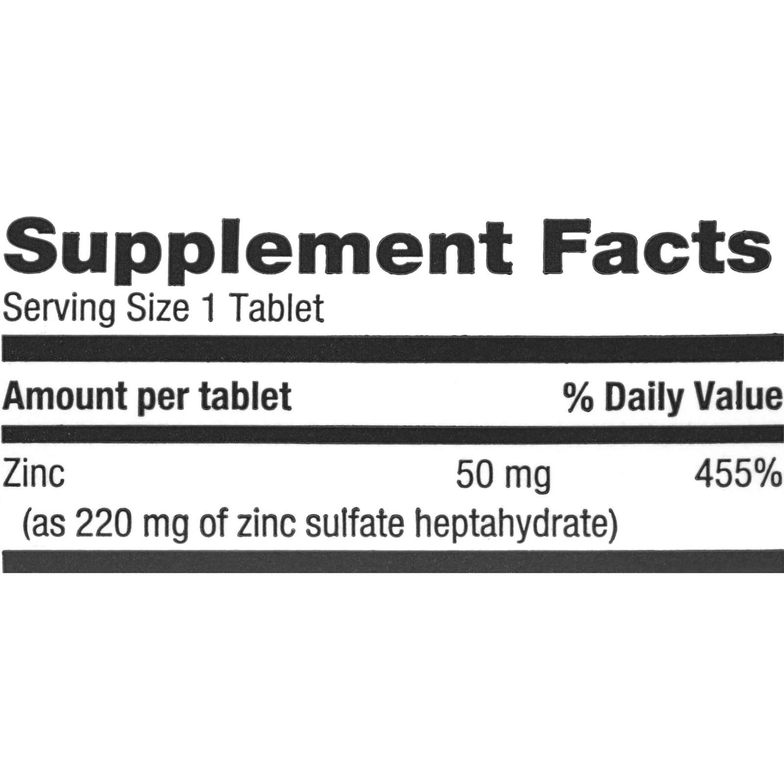 Rugby Zinc Sulfate 220mg Dietary Supplement Tablets Gluten Free100