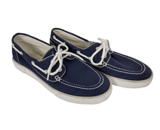 VTG 90s Polo Ralph Lauren Navy Blue Canvas Deck Boat Shoes Mens 9.5 D