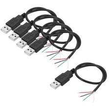 Micro USB Male to 4Pin Bare Wire 28AWG 12", 5Pcs Open End Pigtail Power Cable