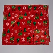 Rudolph Red Nosed Reindeer Fleece Baby Blanket 30x34 Christmas Trees Snowflakes