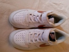 Nike Court Borough Low Trainers uk  size 1  White-Gold Swoosh BQ5451-116