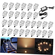 0.7" Tiny LED Deck Light Kit, Stainless Steel Waterproof 30pcs Warm White