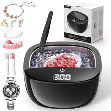 Ultrasonic Retainer Cleaner, 45kHz Dental Cleaning Pod for Dentures, Aligners...