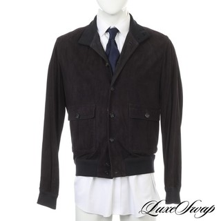 #1 MENSWEAR LNWOT Valstar Italy Ink Blue Goatskin Suede Blouson Bomber Coat 50