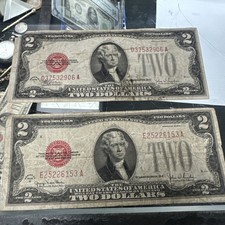 (2) 1928 Series $2 Dollar US Note Red Seal. 1 G Series And 1 F Series