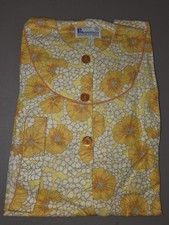 Vintage PM Loungewear Waltz Gown Cotton Yellow Floral Size Medium NEW Old Stock
