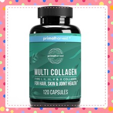 Multi-Collagen I, II, III, V, X Supplement supports energy and wellness 120caps