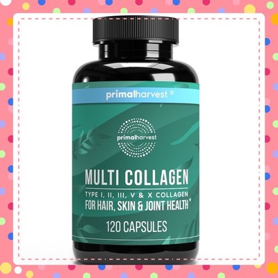 Multi-Collagen(I, II, III, V, X) Supplement supports energy and wellness 120caps