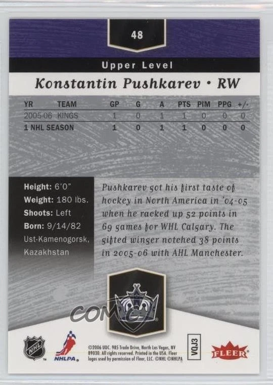 2006-07 Flair Showcase Upper Level Konstantin Pushkarev #48 Rookie RC - Image 2 of 2