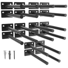 20 Pack Black 10 inch Floating Shelf Brackets, Concealed, Hidden Support