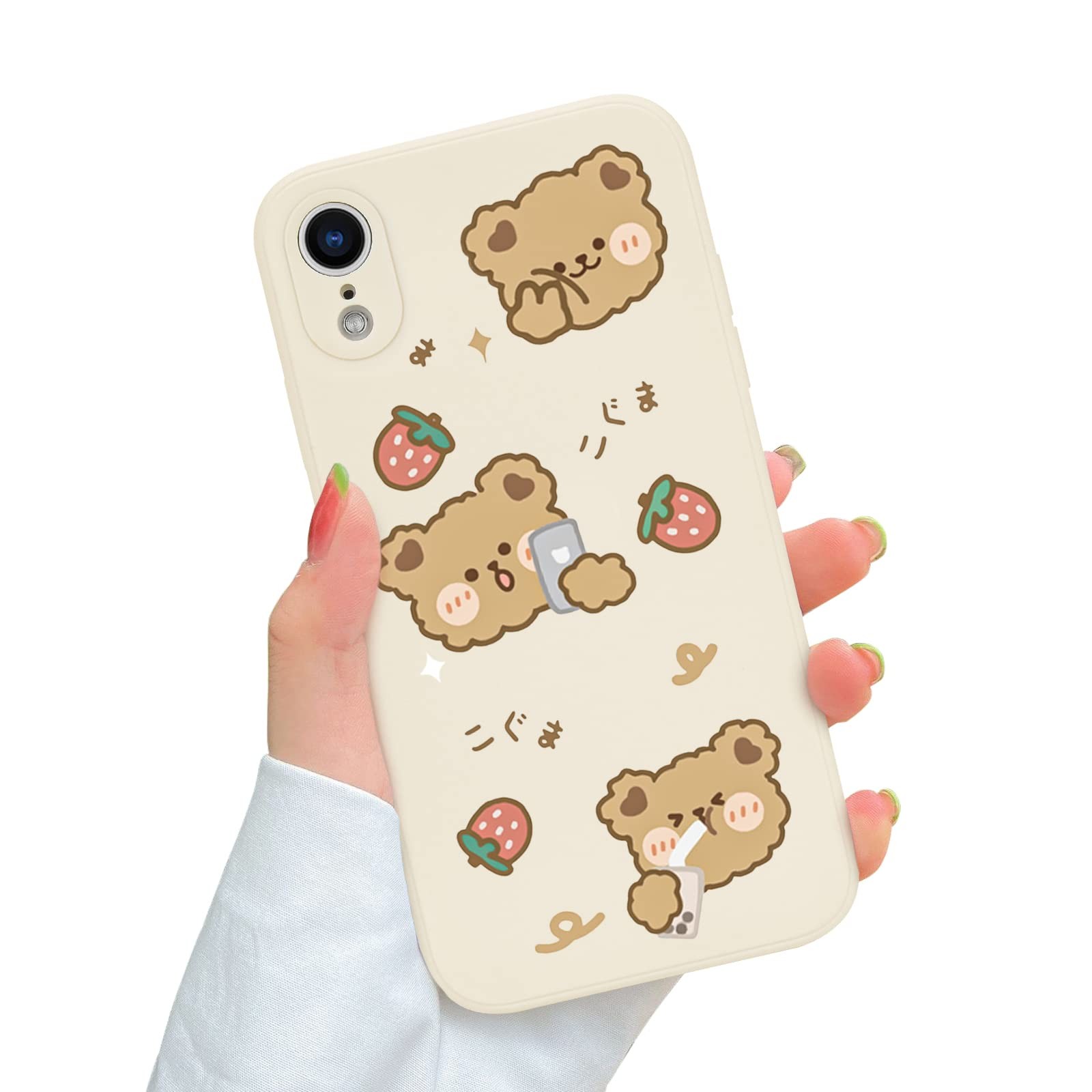 Coque iPhone XR dessin animé ours fraise le cadeau mignon idéal