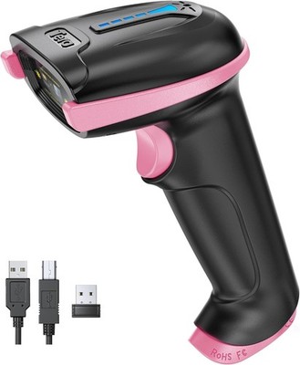 1D Barcode Scanner Wireless USB Wired Handheld Reader Pink Tera 5100