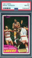 1981 Topps # 21 Magic Johnson HOF PSA 8 NM-MT Lakers (119032028)