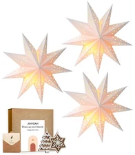 Paper Star Lantern 3PCS Christmas Paper Stars Lampshade 13.78 inch Hanging 3D...