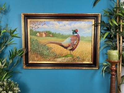 Signiertes Original DAVID ORB KERR Gemälde Fasan Vogel Roudham Farm 2011 British