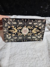 Vintage Zardozi Embroidered Clutch Black Velvet Made In India