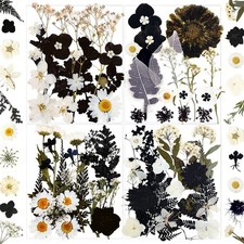 MIKIYA 84Pcs Black Dried Pressed Flowers for Resin Molds, Bulk Real