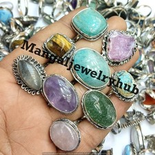Buy Amethyst & Mix Gemstone Rings 925 Sterling Silver Plated Fashion Jewelry Lot